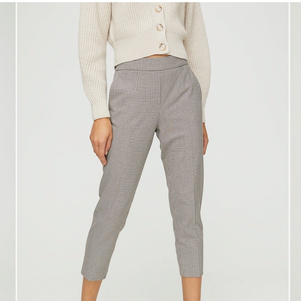 Aritzia Conan pants in check pattern